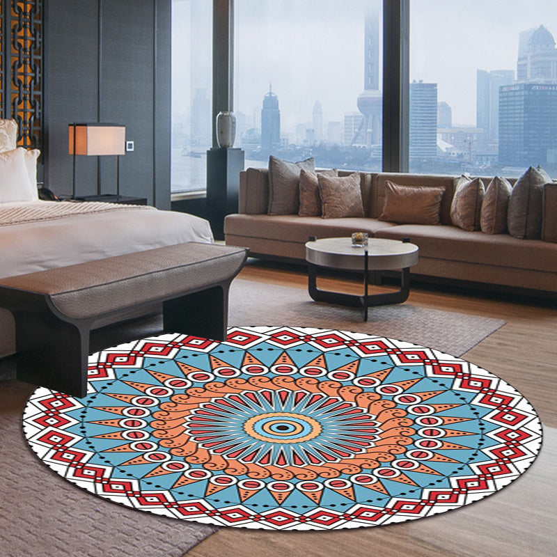 Tribal Southwestern Rug Colorful Circle Diamond Pattern Rug Polyester Anti-Slip Backing Carpet for Home Decoration Clearhalo 'Area Rug' 'Rugs' 'Southwestern' Rug' 1584335