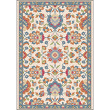 Persian Moroccan Rug in Ivory and Grey Flower Leaf Motif Pattern Rug Polyester Washable Carpet for Home Decoration Clearhalo 'Area Rug' 'Moroccan' 'Rugs' Rug' 1584342