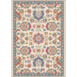 Persian Moroccan Rug in Ivory and Grey Flower Leaf Motif Pattern Rug Polyester Washable Carpet for Home Decoration Clearhalo 'Area Rug' 'Moroccan' 'Rugs' Rug' 1584342
