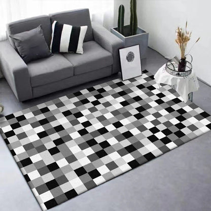 Contemporary Modern Rug in Black and White Small Check Pattern Rug Polyester Pet Friendly Carpet for Home Decoration Black Clearhalo 'Area Rug' 'Modern' 'Rugs' Rug' 1584356