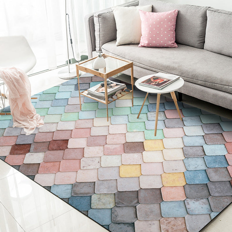 Modern Living Room Rug Colorful Scales Diamond Print Rug Polyester Stain-Resistant Area Rug Clearhalo 'Area Rug' 'Modern' 'Rugs' Rug' 1584365
