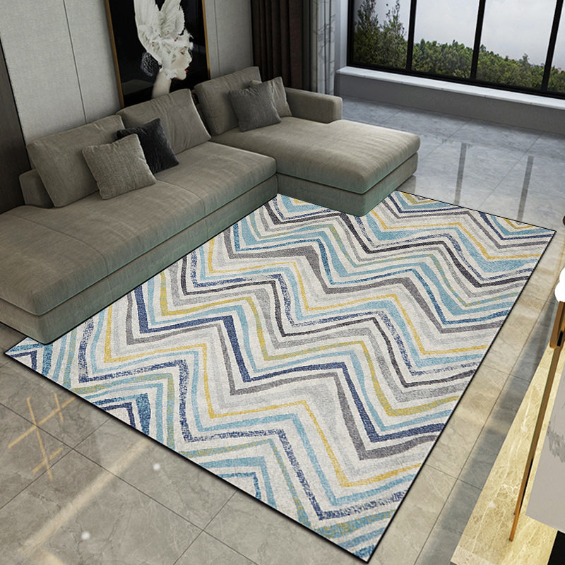 Scandinavian Novelty Rug Multicolor Chevron Pattern Rug Polyester Washable Stain-Resistant Carpet for Home Decoration Blue Clearhalo 'Area Rug' 'Rug' 1584380