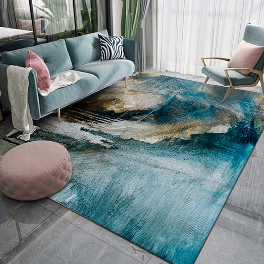 Modern Living Room Rug Colorful Abstract Oil Painting Print Rug Polyester Stain-Resistant Machine Washable Area Rug Blue Clearhalo 'Area Rug' 'Modern' 'Rugs' Rug' 1584419