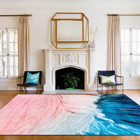 Modern Living Room Rug in Pink and Blue Abstract Color Block Print Rug Polyester Washable Non-Slip Area Rug Pink Clearhalo 'Area Rug' 'Modern' 'Rugs' Rug' 1584426