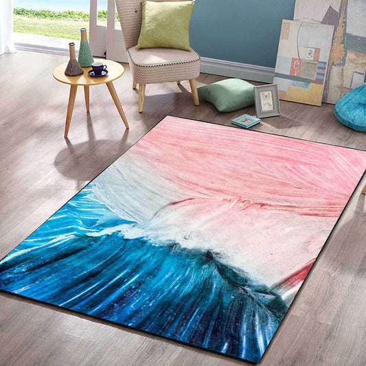 Modern Living Room Rug in Pink and Blue Abstract Color Block Print Rug Polyester Washable Non-Slip Area Rug Clearhalo 'Area Rug' 'Modern' 'Rugs' Rug' 1584427