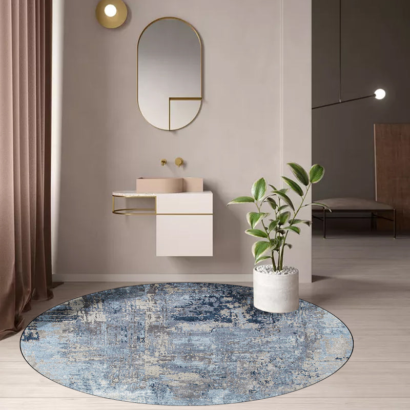 Blue Bedroom Rug Modern Abstract Painting Pattern Area Rug Polyester Stain-Resistant Washable Carpet Clearhalo 'Area Rug' 'Modern' 'Rugs' Rug' 1584434