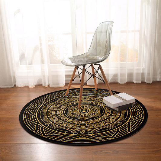 Moroccan Living Room Rug in Black Circle Triangle Print Rug Polyester Stain-Resistant Area Rug Clearhalo 'Area Rug' 'Moroccan' 'Rugs' Rug' 1584456