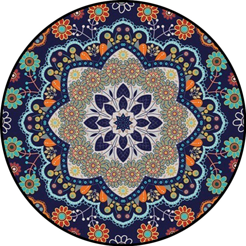 Mediterranean Moroccan Rug in Blue Floral Pattern Rug Polyester Pet Friendly Carpet for Home Decoration Clearhalo 'Area Rug' 'Moroccan' 'Rugs' Rug' 1584466