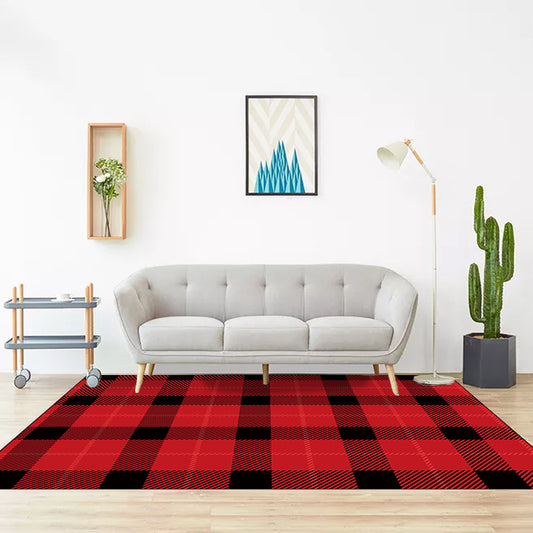 Modern Living Room Rug in Brown and Red Tartan Print Rug Polyester Pet Friendly Area Rug Red Clearhalo 'Area Rug' 'Modern' 'Rugs' Rug' 1584472