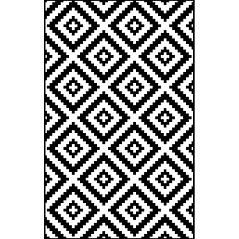 Modern Living Room Rug in Black and White Diamond Wave Print Rug Polyester Washable Anti-Slip Area Rug Clearhalo 'Area Rug' 'Modern' 'Rugs' Rug' 1584506