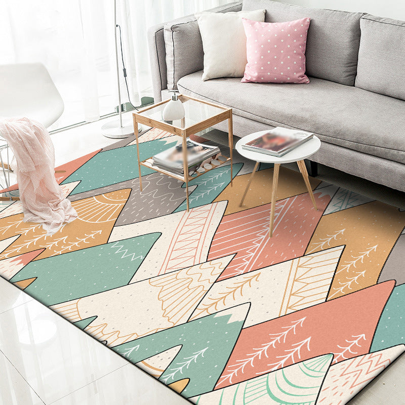 Minimalist Novelty Rug Colorful Colorblock Mountain Pattern Rug Polyester Machine Washable Carpet for Home Decoration Light Green Clearhalo 'Area Rug' 'Rug' 1584520