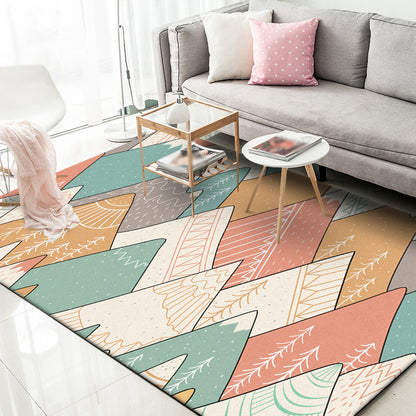Minimalist Novelty Rug Colorful Colorblock Mountain Pattern Rug Polyester Machine Washable Carpet for Home Decoration Light Green Clearhalo 'Area Rug' 'Rug' 1584520