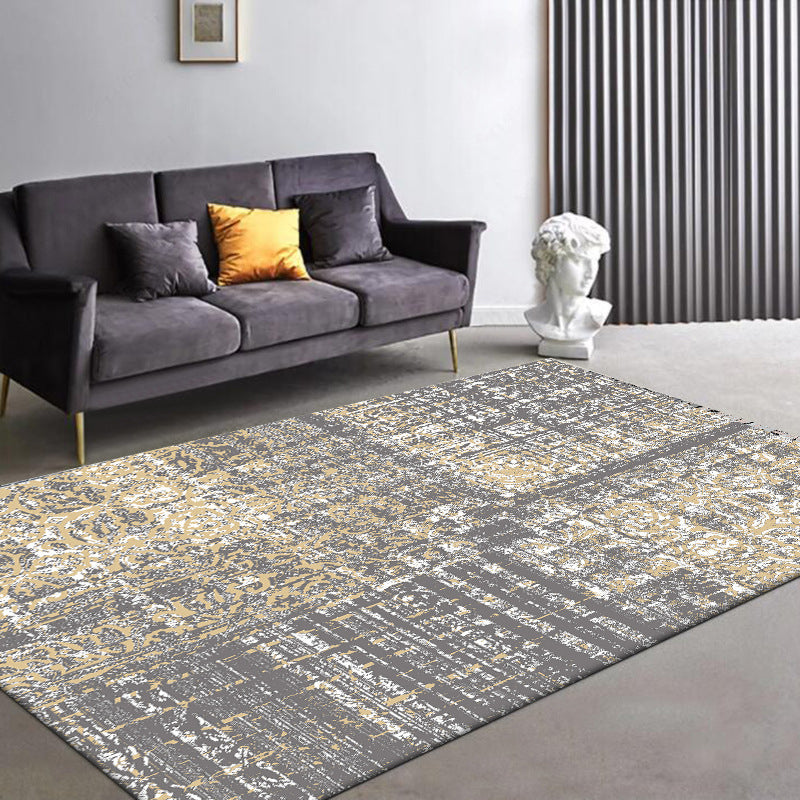 Funky Abstract Rug Grey Industrial Rug Polyester Washable Anti-Slip Backing Area Rug for Living Room Grey Clearhalo 'Area Rug' 'Rug' 1584544
