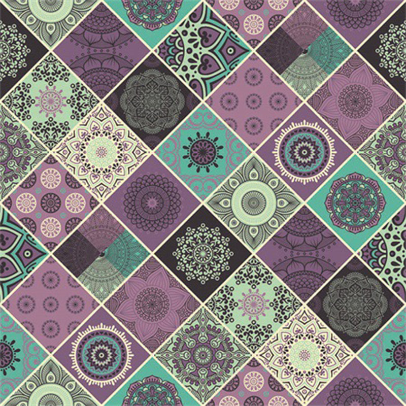 Purple Bedroom Rug Moroccan Floral Diamond Pattern Area Rug Polyester Non-Slip Backing Machine Washable Carpet Clearhalo 'Area Rug' 'Moroccan' 'Rugs' Rug' 1584554