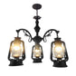 Clear Glass Black/Silver/Red Chandelier Light Lantern 3-Light Industrial Pendant Lamp for Kitchen Clearhalo 'Cast Iron' 'Ceiling Lights' 'Chandeliers' 'Industrial Chandeliers' 'Industrial' 'Metal' 'Middle Century Chandeliers' 'Rustic Chandeliers' 'Tiffany' Lighting' 158456