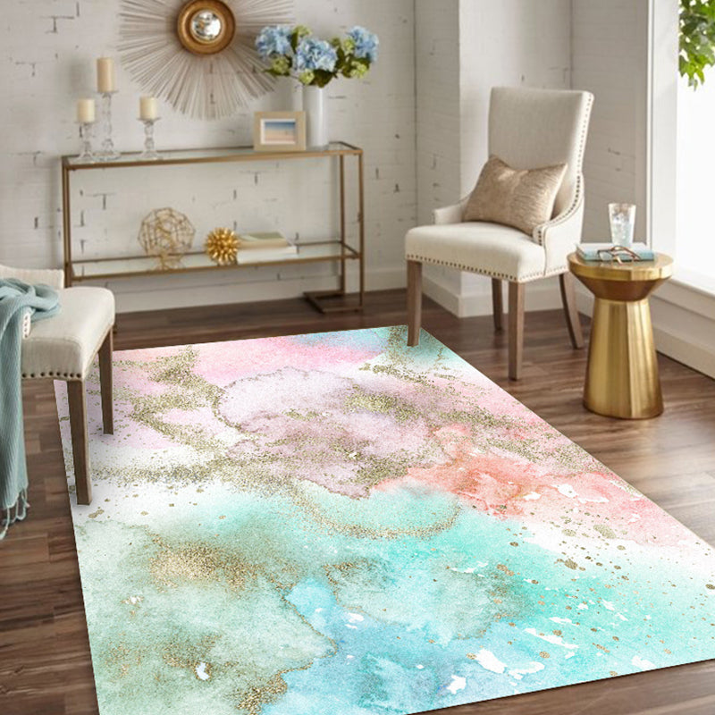 Modern Living Room Rug in Pink and Blue Abstract Splatter Print Rug Polyester Washable Anti-Slip Backing Area Rug Clearhalo 'Area Rug' 'Modern' 'Rugs' Rug' 1584560