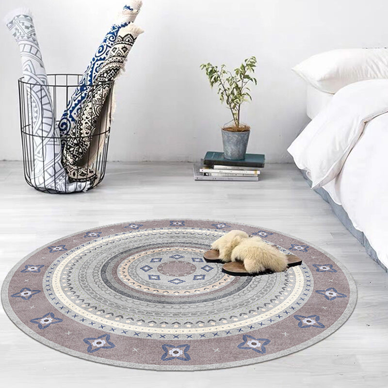 Funky Bohemian Rug Colorful Circle Chain Cross Pattern Rug Polyester Machine Washable Carpet for Home Decoration Light Brown Clearhalo 'Area Rug' 'Bohemian' 'Rugs' Rug' 1584573