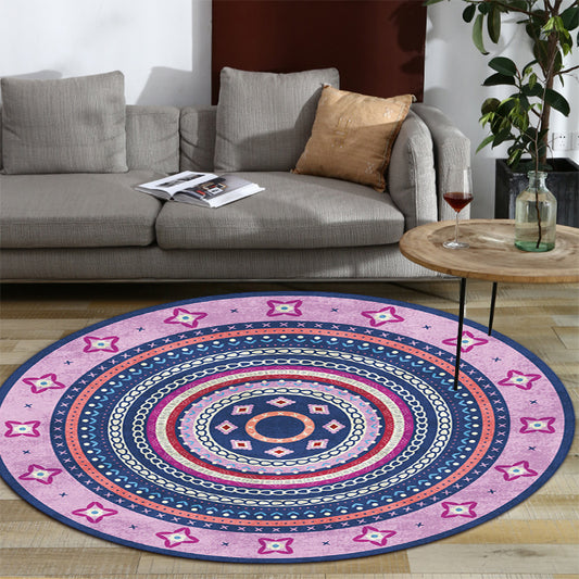 Funky Bohemian Rug Colorful Circle Chain Cross Pattern Rug Polyester Machine Washable Carpet for Home Decoration Purple Clearhalo 'Area Rug' 'Bohemian' 'Rugs' Rug' 1584580