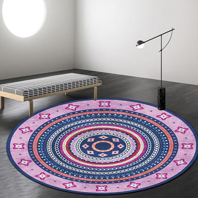 Funky Bohemian Rug Colorful Circle Chain Cross Pattern Rug Polyester Machine Washable Carpet for Home Decoration Clearhalo 'Area Rug' 'Bohemian' 'Rugs' Rug' 1584581