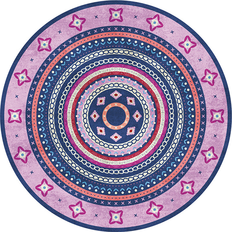 Funky Bohemian Rug Colorful Circle Chain Cross Pattern Rug Polyester Machine Washable Carpet for Home Decoration Clearhalo 'Area Rug' 'Bohemian' 'Rugs' Rug' 1584582
