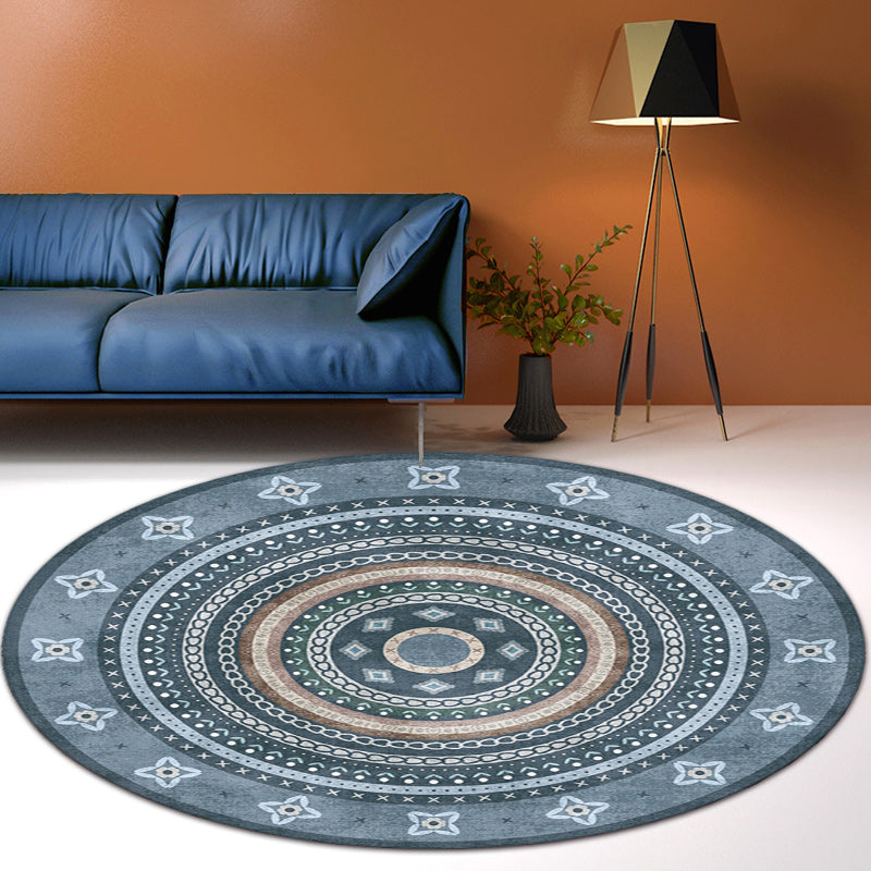 Funky Bohemian Rug Colorful Circle Chain Cross Pattern Rug Polyester Machine Washable Carpet for Home Decoration Dark Gray Clearhalo 'Area Rug' 'Bohemian' 'Rugs' Rug' 1584587