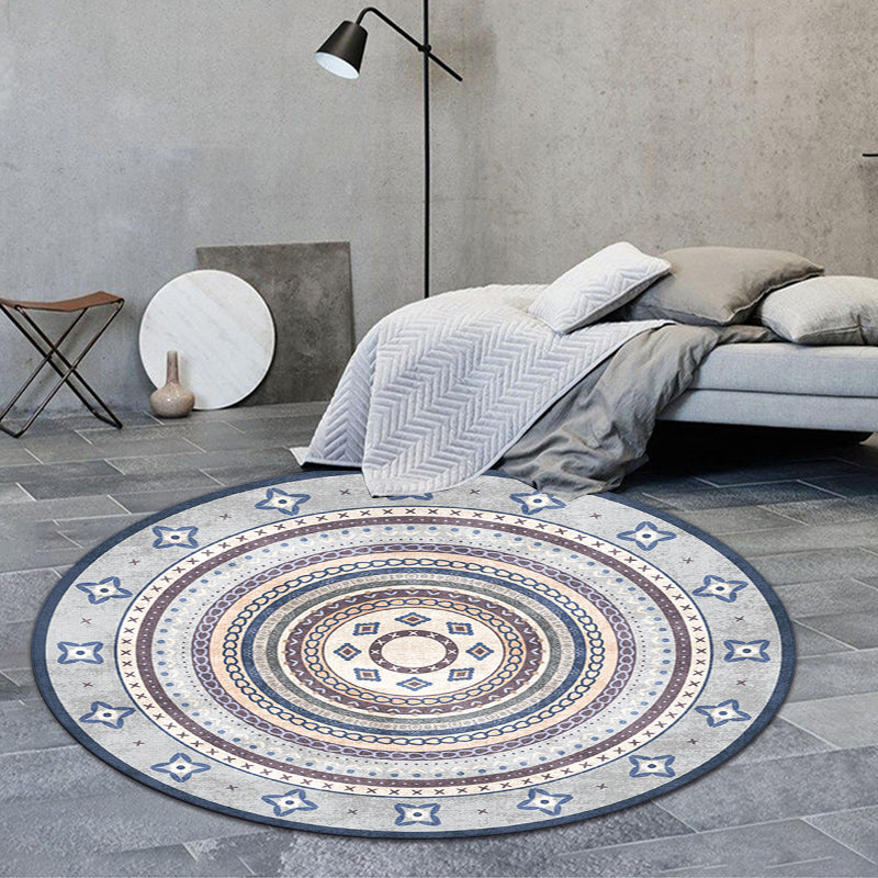 Funky Bohemian Rug Colorful Circle Chain Cross Pattern Rug Polyester Machine Washable Carpet for Home Decoration Light Gray Clearhalo 'Area Rug' 'Bohemian' 'Rugs' Rug' 1584594