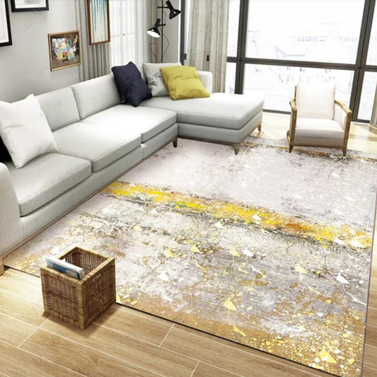 Casual Modern Rug in Ivory Abstract Painting Pattern Rug Polyester Pet Friendly Washable Carpet for Home Decoration Gold Clearhalo 'Area Rug' 'Modern' 'Rugs' Rug' 1584616