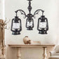 Clear Glass Black/Silver/Red Chandelier Light Lantern 3-Light Industrial Pendant Lamp for Kitchen Silver Clearhalo 'Cast Iron' 'Ceiling Lights' 'Chandeliers' 'Industrial Chandeliers' 'Industrial' 'Metal' 'Middle Century Chandeliers' 'Rustic Chandeliers' 'Tiffany' Lighting' 158463