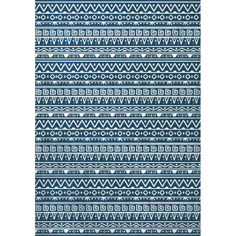 Americana Southwestern Rug in Blue Stripes Greek Keys Wave Pattern Rug Polyester Washable Carpet for Home Decoration Clearhalo 'Area Rug' 'Rugs' 'Southwestern' Rug' 1584646