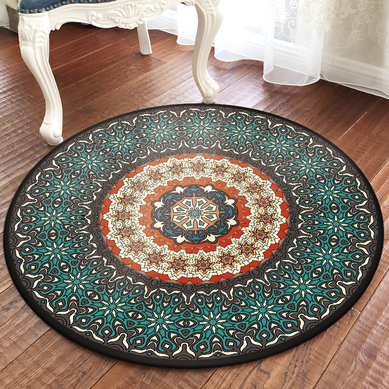 Oriental Moroccan Rug in Blue Floral Pattern Rug Polyester Pet Friendly Carpet for Home Decoration Green Clearhalo 'Area Rug' 'Moroccan' 'Rugs' Rug' 1584659