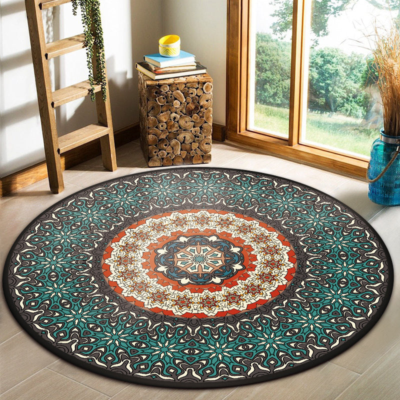 Oriental Moroccan Rug in Blue Floral Pattern Rug Polyester Pet Friendly Carpet for Home Decoration Clearhalo 'Area Rug' 'Moroccan' 'Rugs' Rug' 1584660