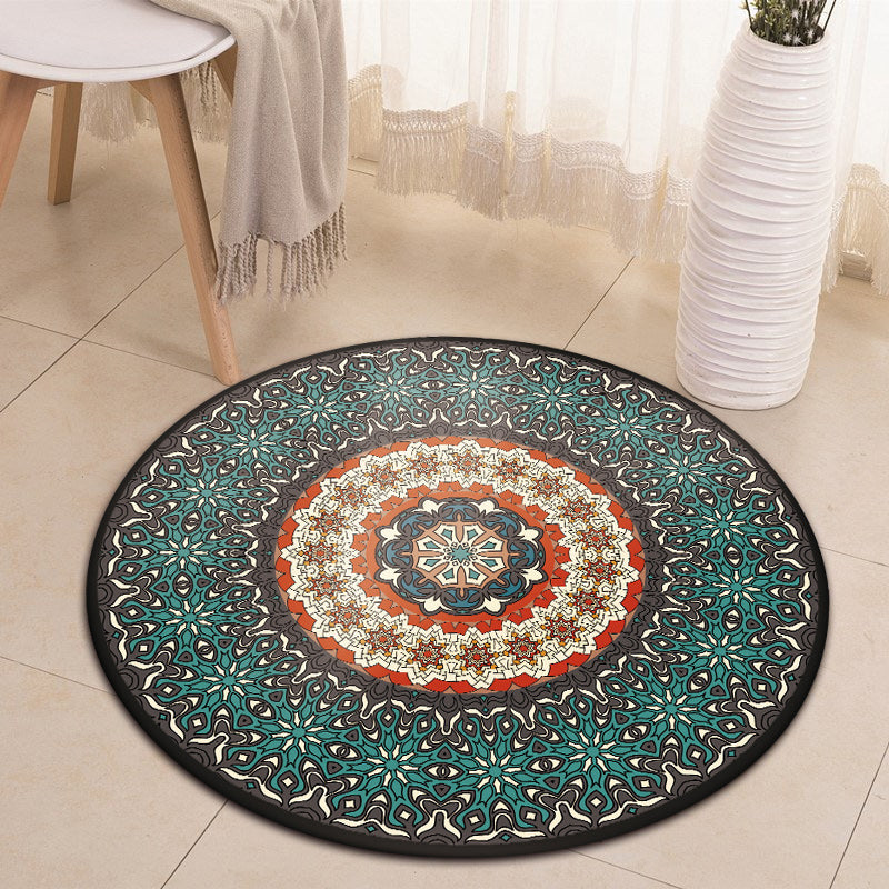 Oriental Moroccan Rug in Blue Floral Pattern Rug Polyester Pet Friendly Carpet for Home Decoration Clearhalo 'Area Rug' 'Moroccan' 'Rugs' Rug' 1584661