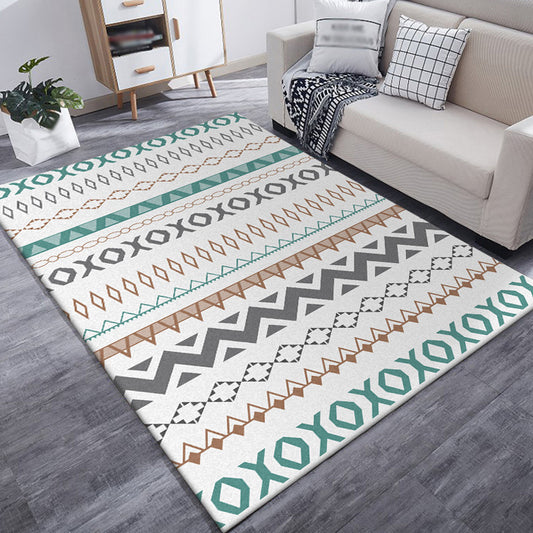 Ivory Bedroom Rug Bohemian Stripe Triangle Pattern Area Rug Polyester Stain-Resistant Carpet Clearhalo 'Area Rug' 'Bohemian' 'Rugs' Rug' 1584709