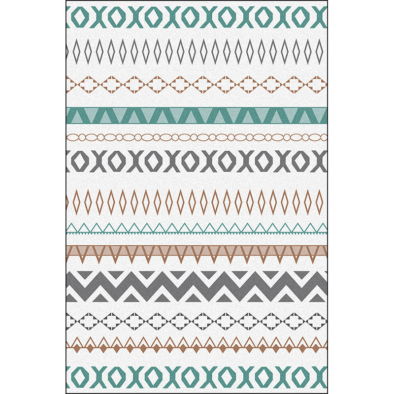 Ivory Bedroom Rug Bohemian Stripe Triangle Pattern Area Rug Polyester Stain-Resistant Carpet Clearhalo 'Area Rug' 'Bohemian' 'Rugs' Rug' 1584710