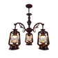 Clear Glass Black/Silver/Red Chandelier Light Lantern 3-Light Industrial Pendant Lamp for Kitchen Clearhalo 'Cast Iron' 'Ceiling Lights' 'Chandeliers' 'Industrial Chandeliers' 'Industrial' 'Metal' 'Middle Century Chandeliers' 'Rustic Chandeliers' 'Tiffany' Lighting' 158472