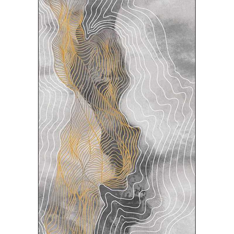 Grey Bedroom Rug Modern Abstract Swirl Pattern Area Rug Polyester Machine Washable Anti-Slip Backing Carpet Clearhalo 'Area Rug' 'Modern' 'Rugs' Rug' 1584725
