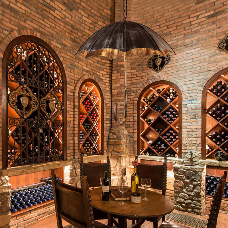 Industrial Distressed Umbrella Pendant Light Iron Olde Bronze Chandelier for Cafe Black Clearhalo 'Ceiling Lights' 'Chandeliers' Lighting' options 158473_d7bd782b-5b71-4c8b-8dd2-dc4259a18608