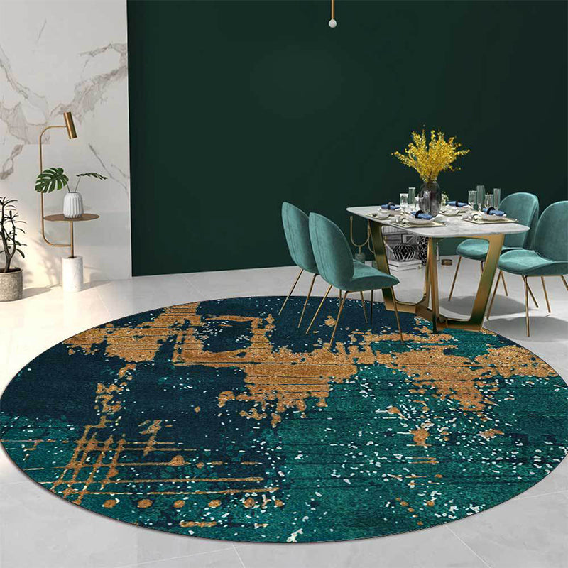 Green and Golden Industrial Rug Polyester Abstract Rug Washable Non-Slip Backing Carpet for Living Room Green Clearhalo 'Area Rug' 'Rug' 1584776