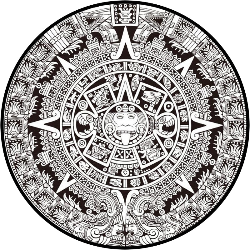 Black and White Bedroom Rug Southwestern Tribal Circle Pattern Area Rug Polyester Non-Slip Washable Carpet Clearhalo 'Area Rug' 'Rugs' 'Southwestern' Rug' 1584802