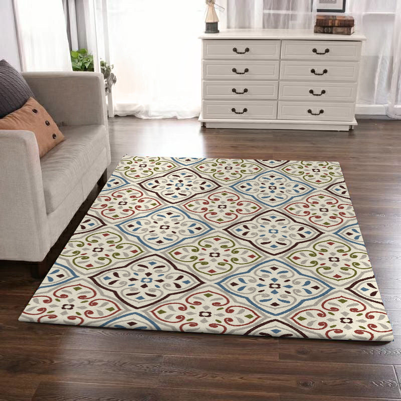 Ivory Bedroom Rug Moroccan Motif Pattern Area Rug Polyester Washable Stain-Resistant Carpet Light Gray Clearhalo 'Area Rug' 'Rug' 1584822
