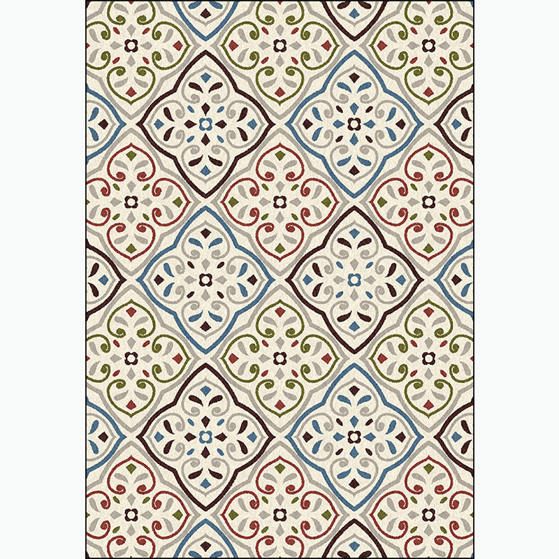 Ivory Bedroom Rug Moroccan Motif Pattern Area Rug Polyester Washable Stain-Resistant Carpet Clearhalo 'Area Rug' 'Rug' 1584824