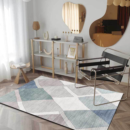 Novelty Living Room Rug in Ivory Diamond Print Rug Polyester Machine Washable Anti-Slip Area Rug Blue Clearhalo 'Area Rug' 'Rug' 1584838