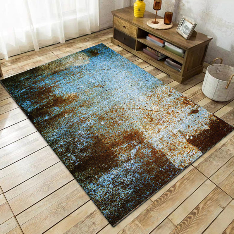 Simple Modern Rug in Blue Abstract Rust Pattern Rug Polyester Machine ...