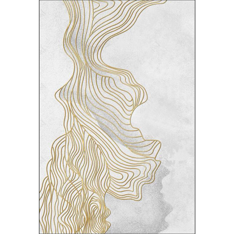 Modern Living Room Rug in White Abstract Twisted Lines Print Rug ...