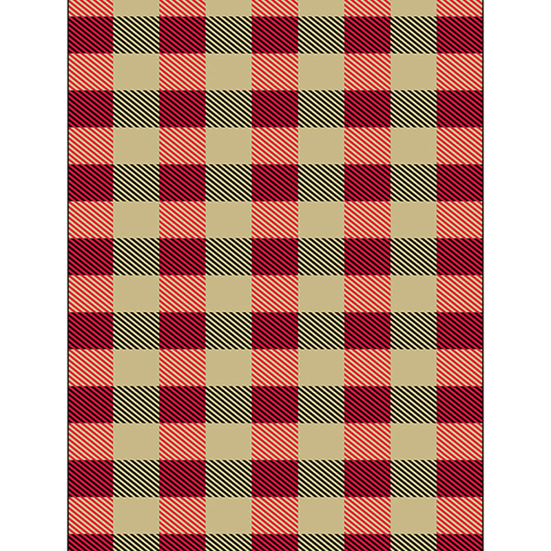 Red and Brown Bedroom Rug Modern Plaid Stripe Pattern Area Rug Polyester Stain-Resistant Machine Washable Carpet Clearhalo 'Area Rug' 'Modern' 'Rugs' Rug' 1584913