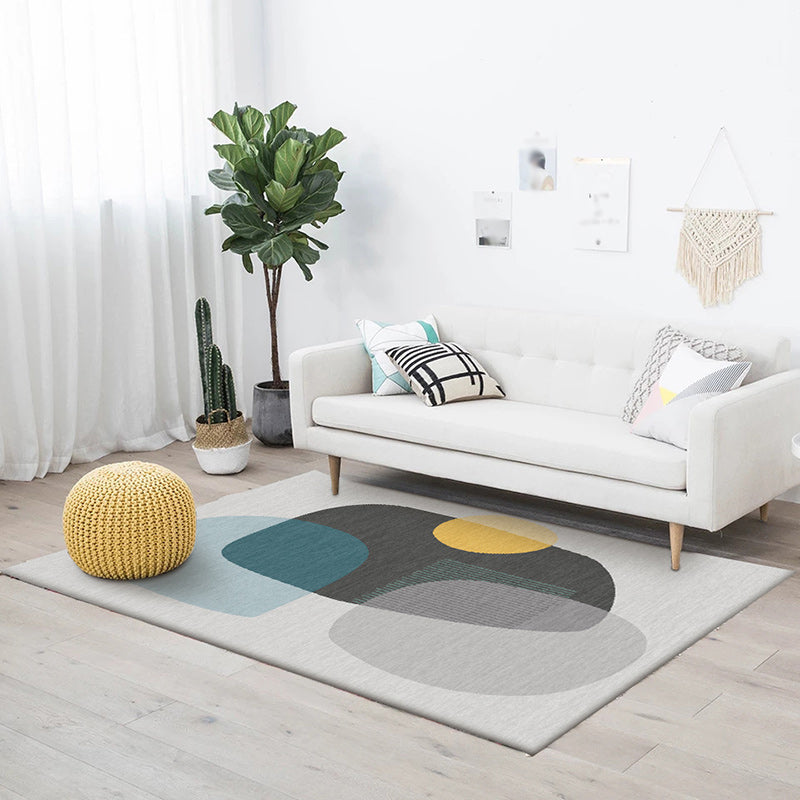 Grey Bedroom Rug Novelty Color Block Irregular Shape Pattern Area Rug Polyester Non-Slip Backing Washable Carpet Grey Clearhalo 'Area Rug' 'Rug' 1584927