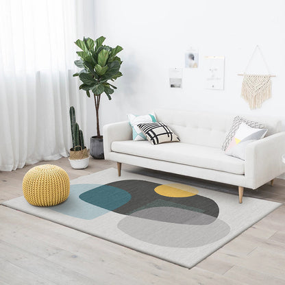 Grey Bedroom Rug Novelty Color Block Irregular Shape Pattern Area Rug Polyester Non-Slip Backing Washable Carpet Grey Clearhalo 'Area Rug' 'Rug' 1584927