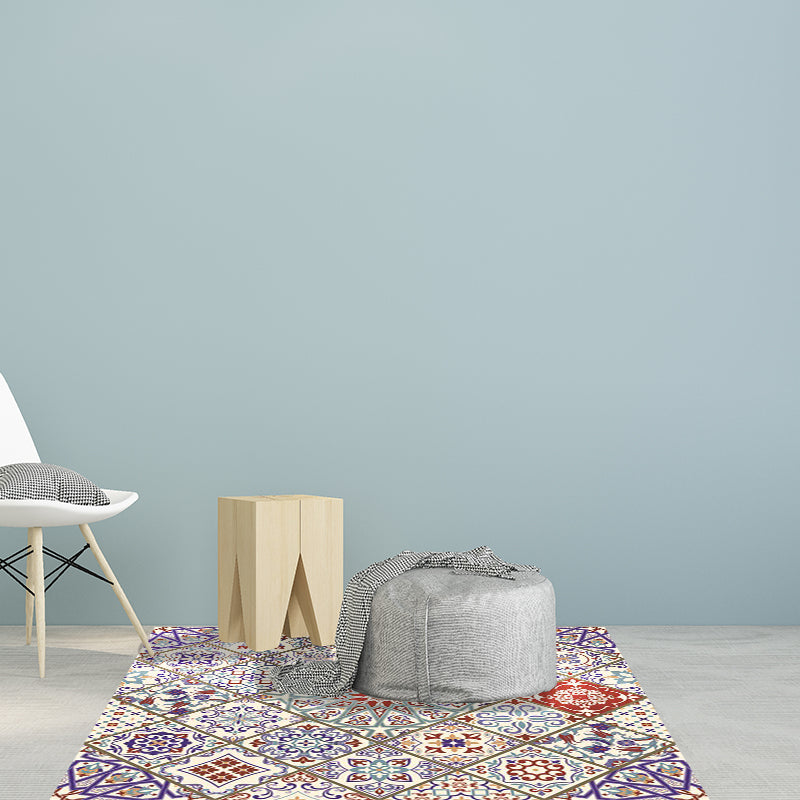 Ivory Bedroom Rug Moroccan Floral Geometry Pattern Area Rug Polyester Non-Slip Pet Friendly Carpet Purple Clearhalo 'Area Rug' 'Moroccan' 'Rugs' Rug' 1584951