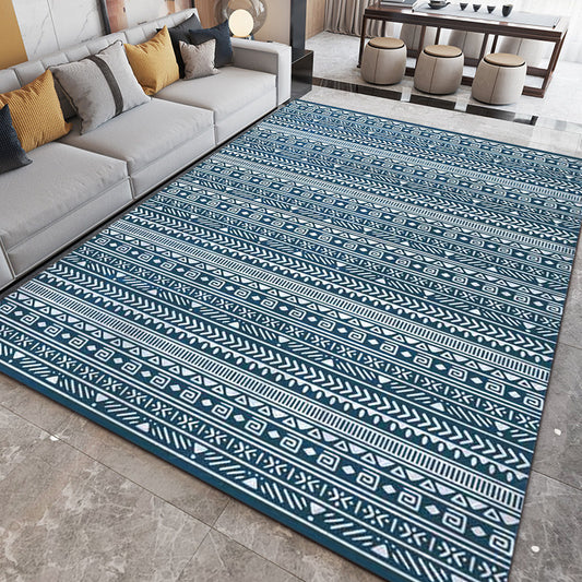Southwestern Living Room Rug in Blue Stripe Triangle Print Rug Polyester Stain-Resistant Area Rug Blue Clearhalo 'Area Rug' 'Rugs' 'Southwestern' Rug' 1584979