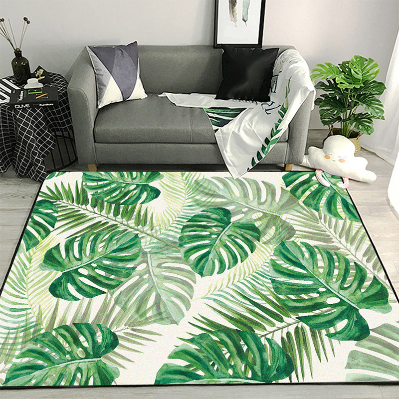 Funky Botanical Pattern Rug with Leaf Green Tropical Rug Polyester Washable Anti-Slip Backing Area Rug for Living Room Green Clearhalo 'Area Rug' 'Rug' 1585011